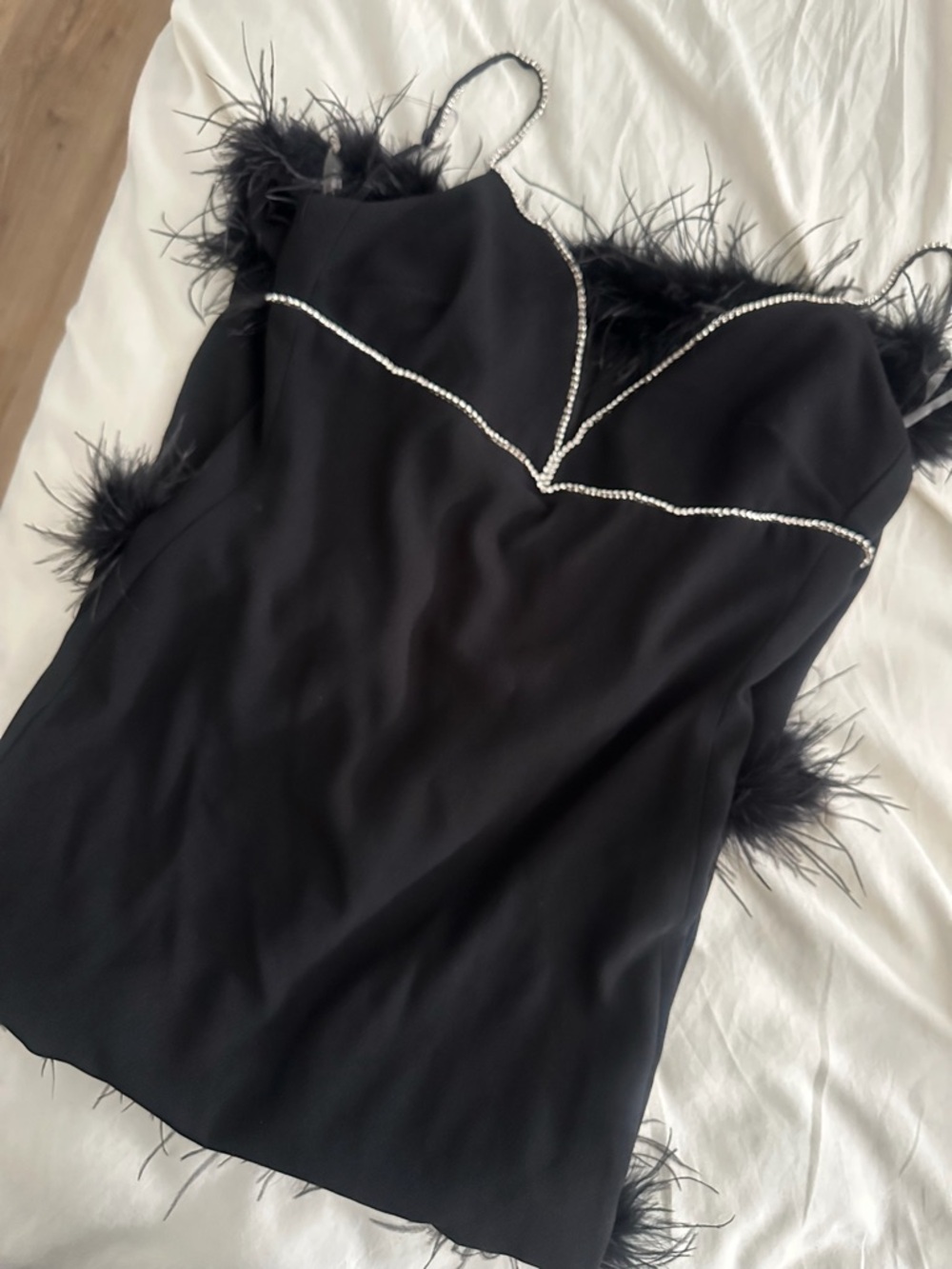 House of CB maricel feather trim cocktail dress - Picture 2 of 4